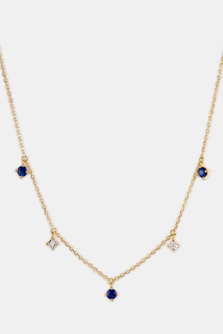 Collier - Or blanc 18 carats, saphirs et diamants