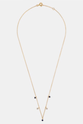 Collier - Or blanc 18 carats, saphirs et diamants