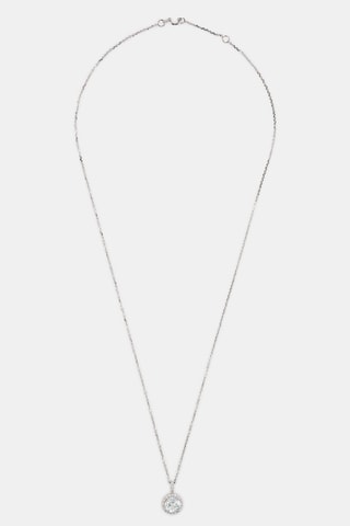 Collier - Or blanc 18 carats, aigue marine et diamants