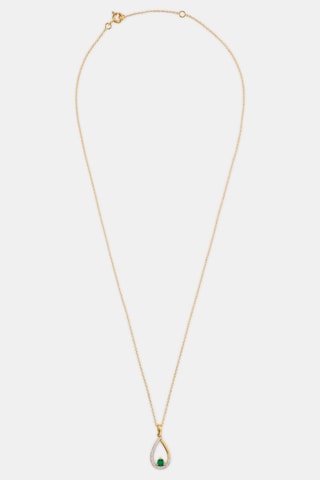 Collier - Or jaune 18 carats, émeraude et diamants