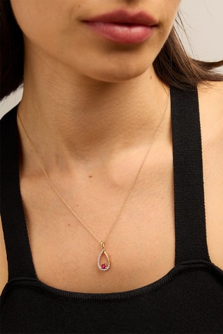 Collier - Or jaune 18 carats, rubis et diamants
