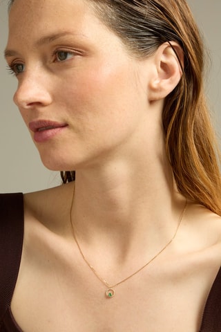 Collier - Or jaune 18 carats, émeraude et diamants