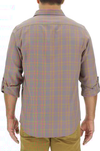 Camisa regular 
Cinzento e laranja