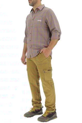 Camisa regular 
Cinzento e laranja