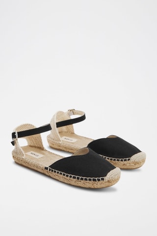 Espadrilles croute de cuir - Noir