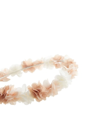 Serre-tête fleurs relief - Beige