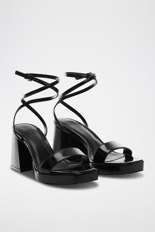Sandales lanières talon - Noir