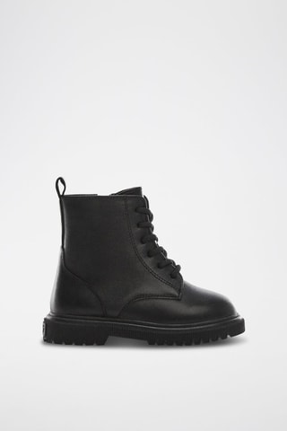 Bottines en cuir lacées - Noir