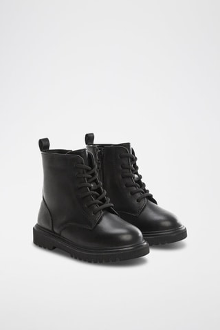 Bottines en cuir lacées - Noir