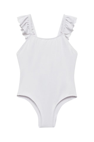 Maillot de bain texturé volants - Blanc