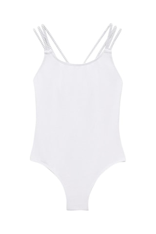 Maillot de bain texturé dos croisé - Blanc