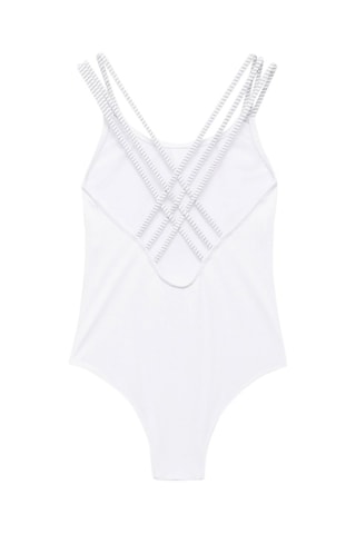 Maillot de bain texturé dos croisé - Blanc