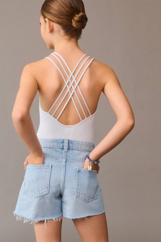 Maillot de bain texturé dos croisé - Blanc