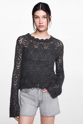Pull en maille ajourée - Anthracite