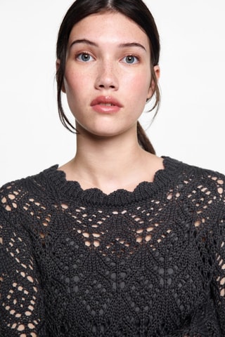 Pull en maille ajourée - Anthracite