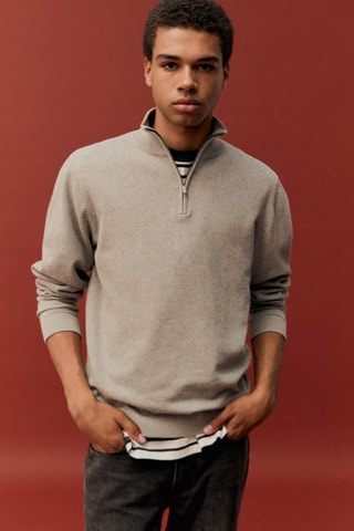 Pull-over col cheminée - Gris