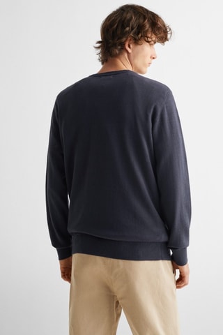 Pull-over jaspé coton - Bleu marine