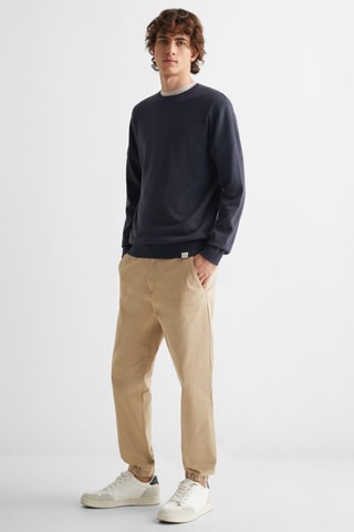Pull-over jaspé coton - Bleu marine