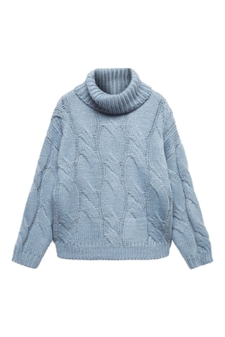 Pull-over maille col montant - Bleu