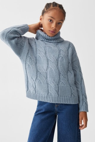 Pull-over maille col montant - Bleu