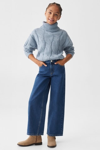 Pull-over maille col montant - Bleu