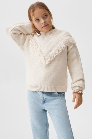 Pull-over maille franges - Ecru
