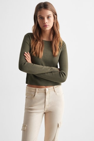 Pull-over en maille fine - Kaki