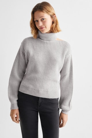 Pull-over maille col montant - Gris