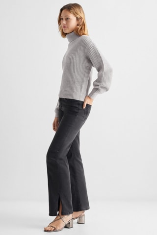 Pull-over maille col montant - Gris