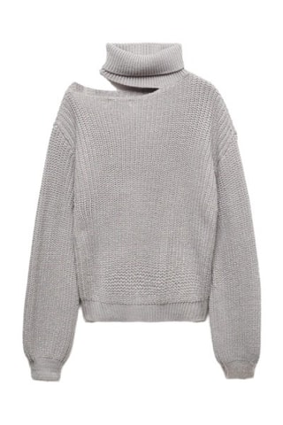 Pull-over maille col montant - Gris