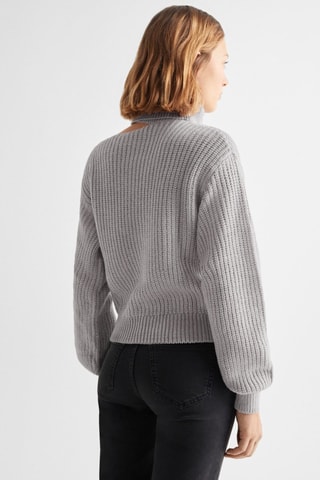 Pull-over maille col montant - Gris