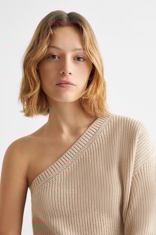 Pull-over maille asymétrique - Beige