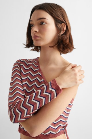 Pull-over maille asymétrique - Rose