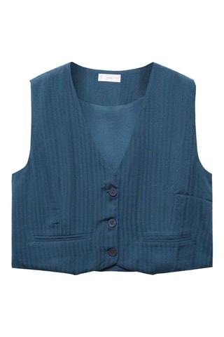 Gilet crop rayures - Bleu marine