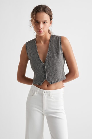 Gilet crop boutons - Anthracite