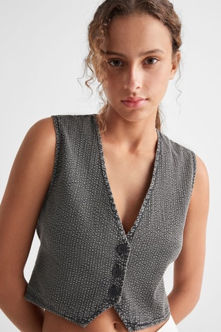 Gilet crop boutons - Anthracite