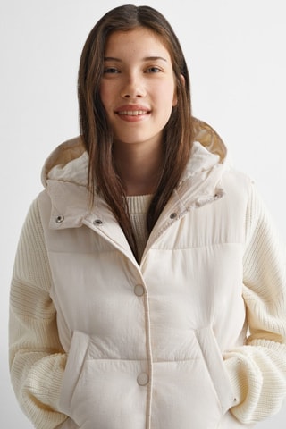 Gilet matelassé à capuche - Ecru