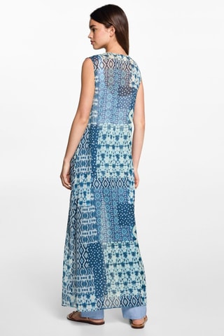 Gilet long imprimé - Bleu pétrole