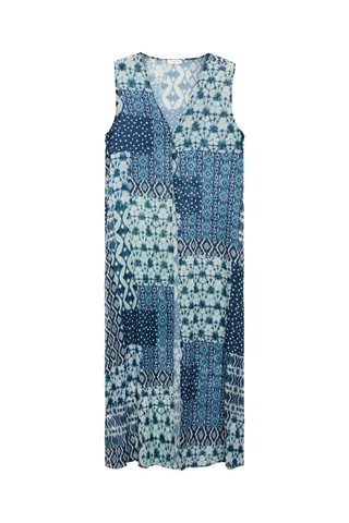 Gilet long imprimé - Bleu pétrole