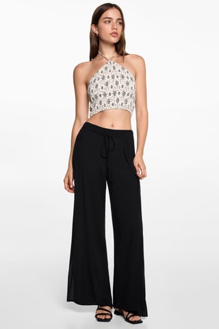 Pantalon palazzo fentes - Noir