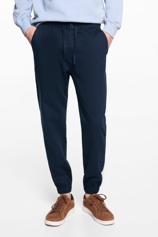 Pantalon jogging lin - Bleu marine