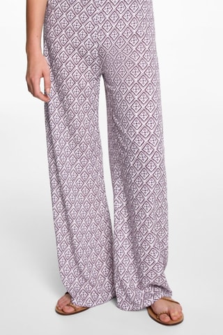 Pantalon droit imprimé - Rose pastel