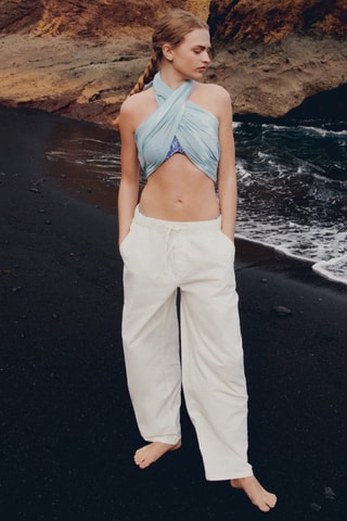 Pantalon droit lin - Blanc cassé