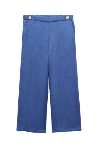 Pantalon lin boutons - Bleu