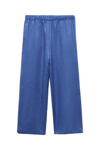 Pantalon lin boutons - Bleu
