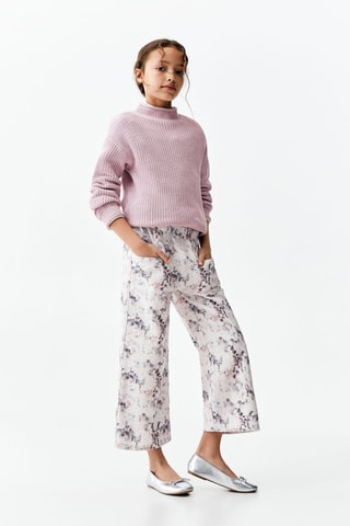 Pantalon imprimé coton - Blanc cassé