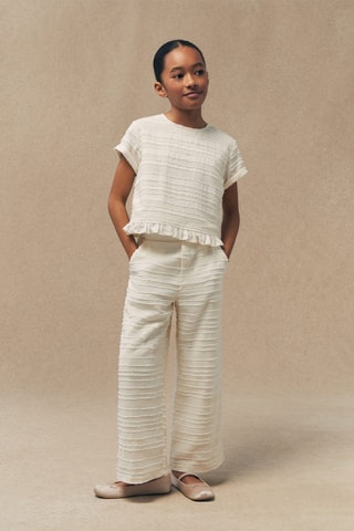 Pantalon droit texturé - Ecru