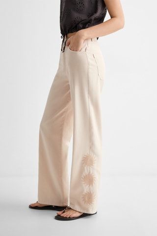 Pantalon coton brodé - Ecru