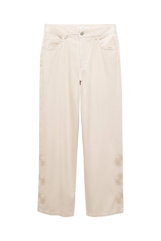 Pantalon coton brodé - Ecru