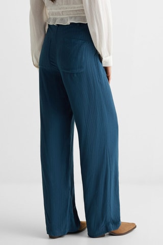 Pantalon droit à rayures - Bleu marine